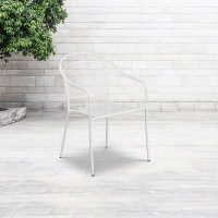 Flash Furniture CO-3-WH-GG Steel Patio Arm Chair in White